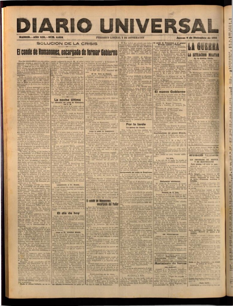 Miniatura de Diario Universal del 9 de diciembre de 1915