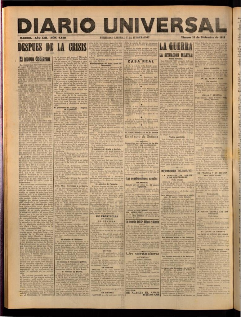 Miniatura de Diario Universal del 10 de diciembre de 1915