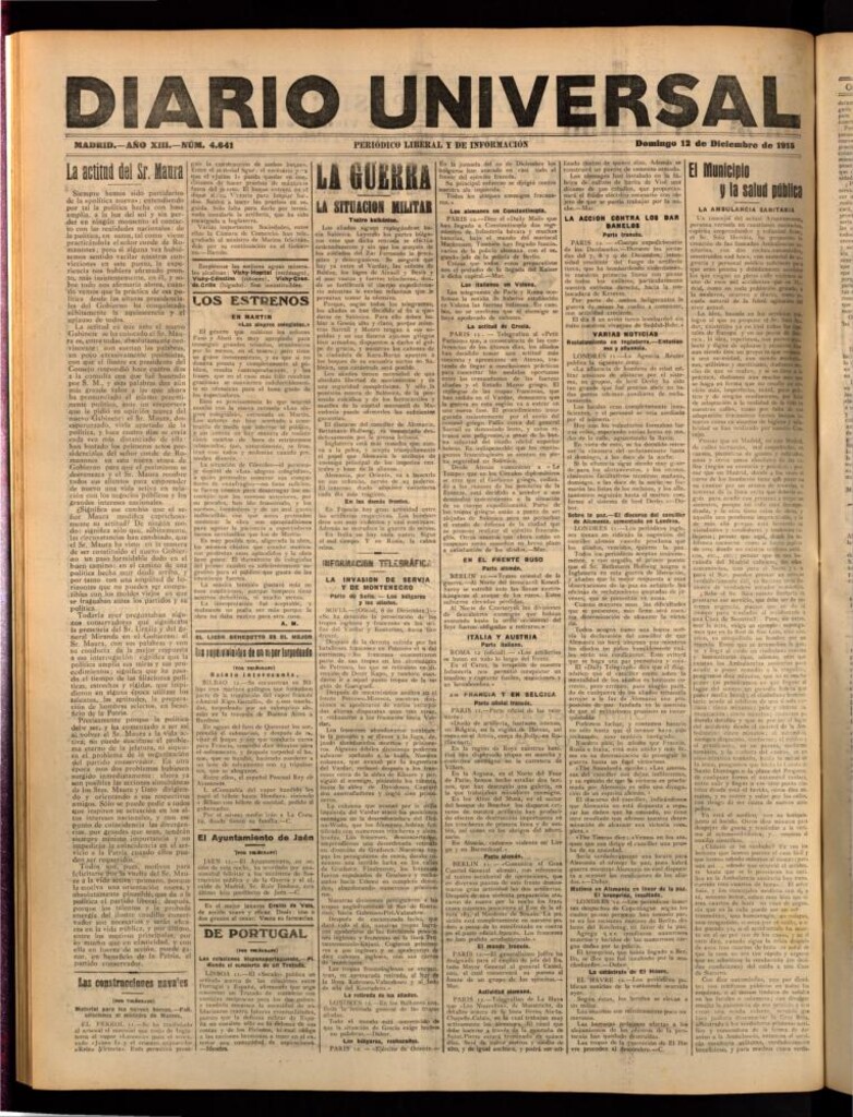 Miniatura de Diario Universal del 12 de diciembre de 1915