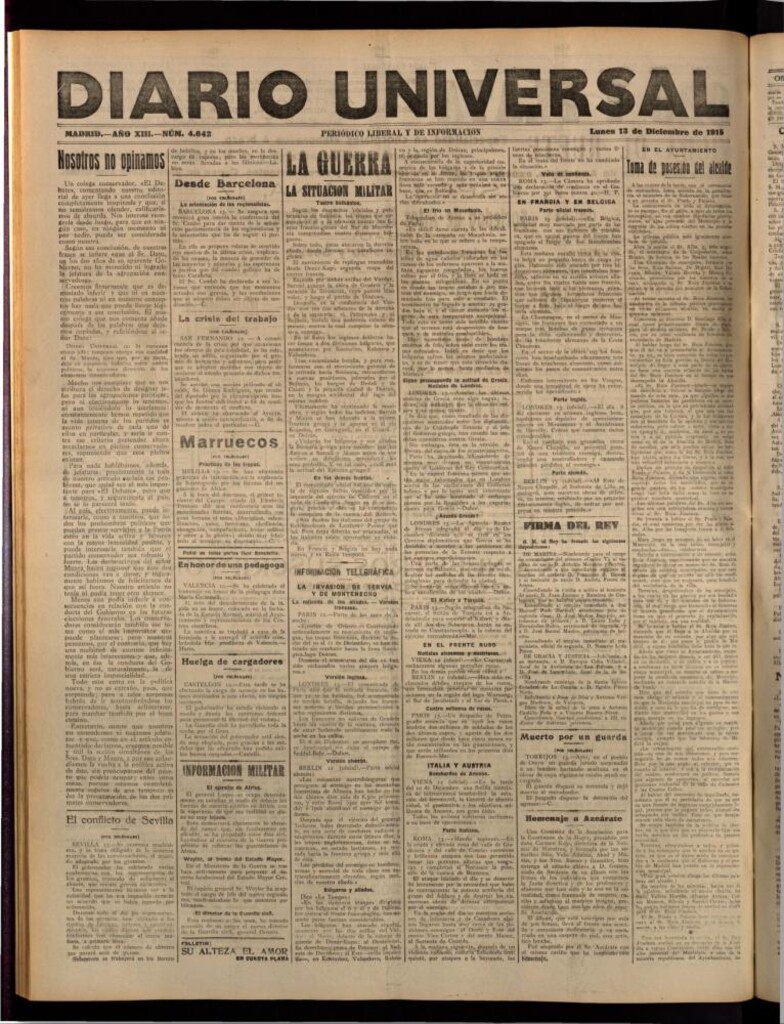 Miniatura de Diario Universal del 13 de diciembre de 1915