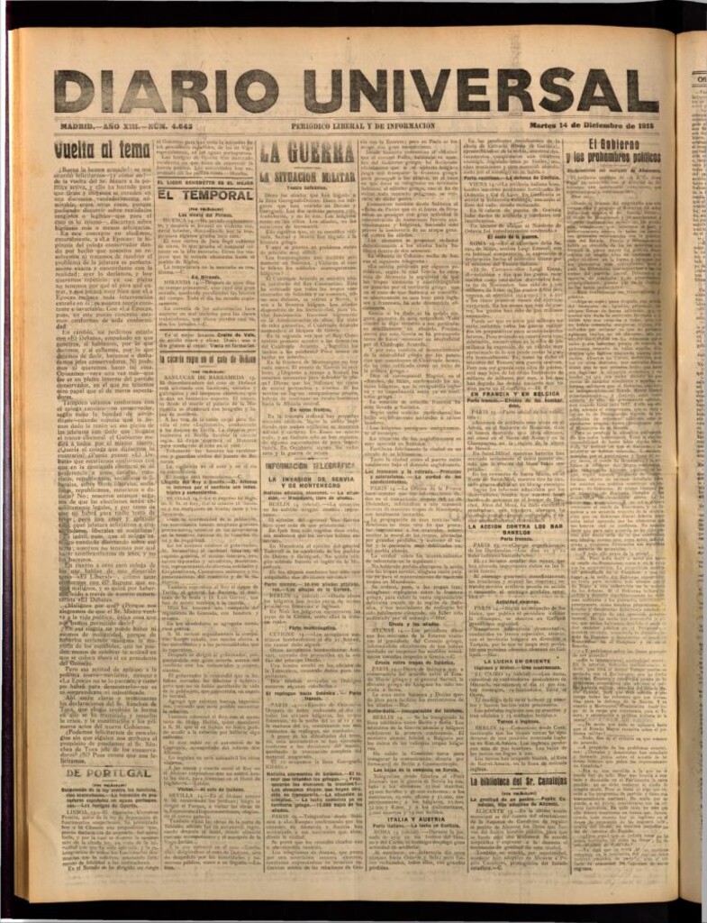 Miniatura de Diario Universal del 14 de diciembre de 1915