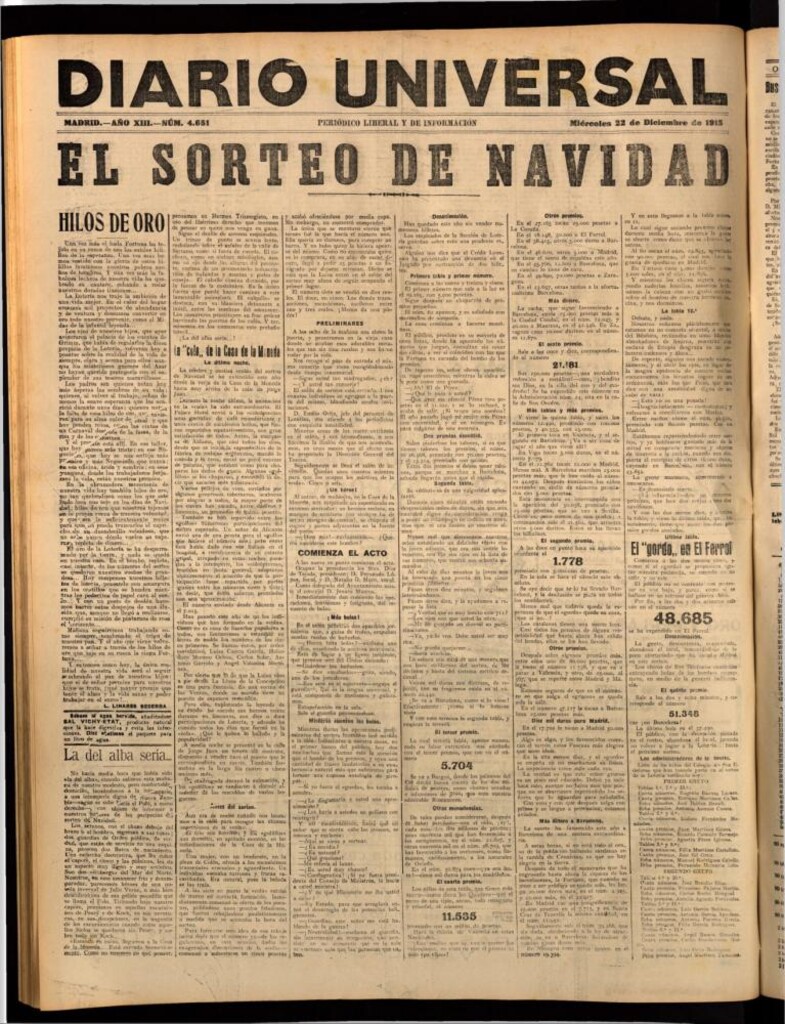 Miniatura de Diario Universal del 22 de diciembre de 1915