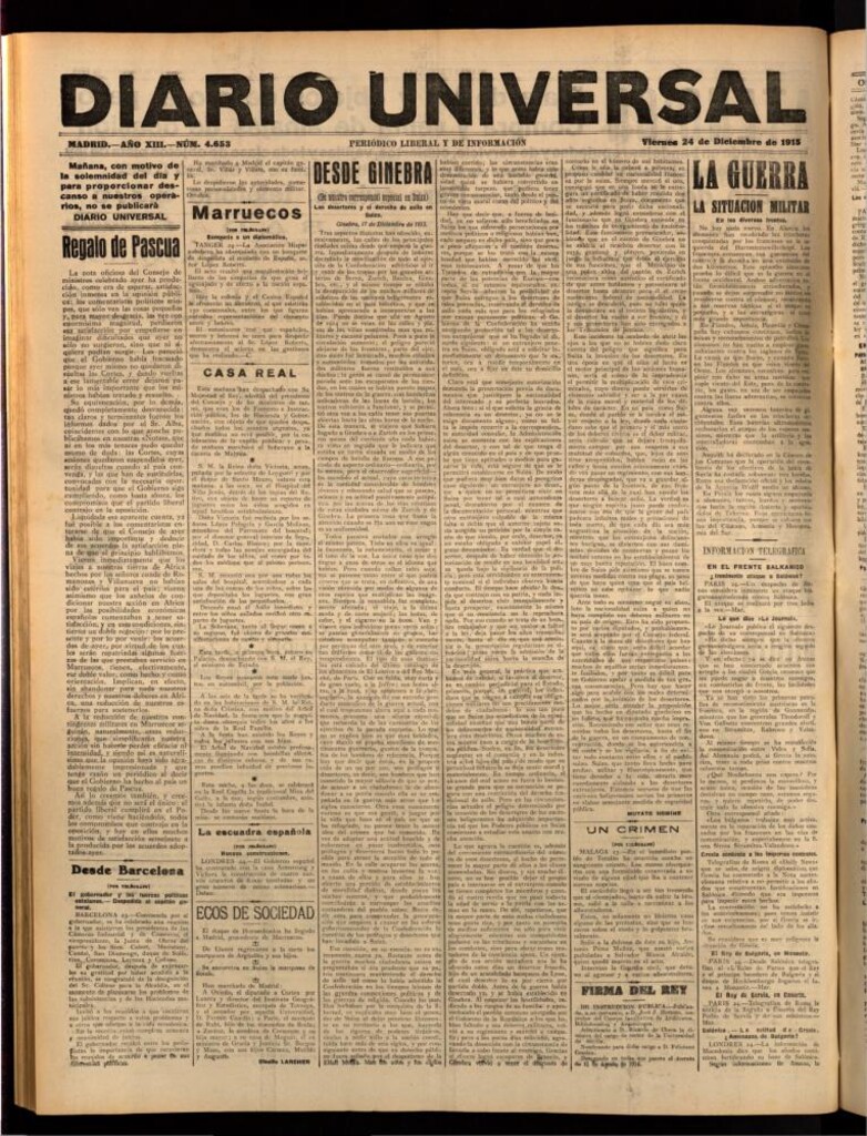 Miniatura de Diario Universal del 24 de diciembre de 1915