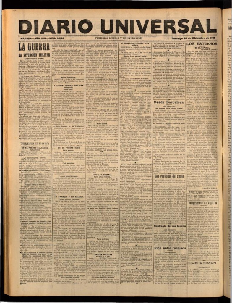 Miniatura de Diario Universal del 26 de diciembre de 1915