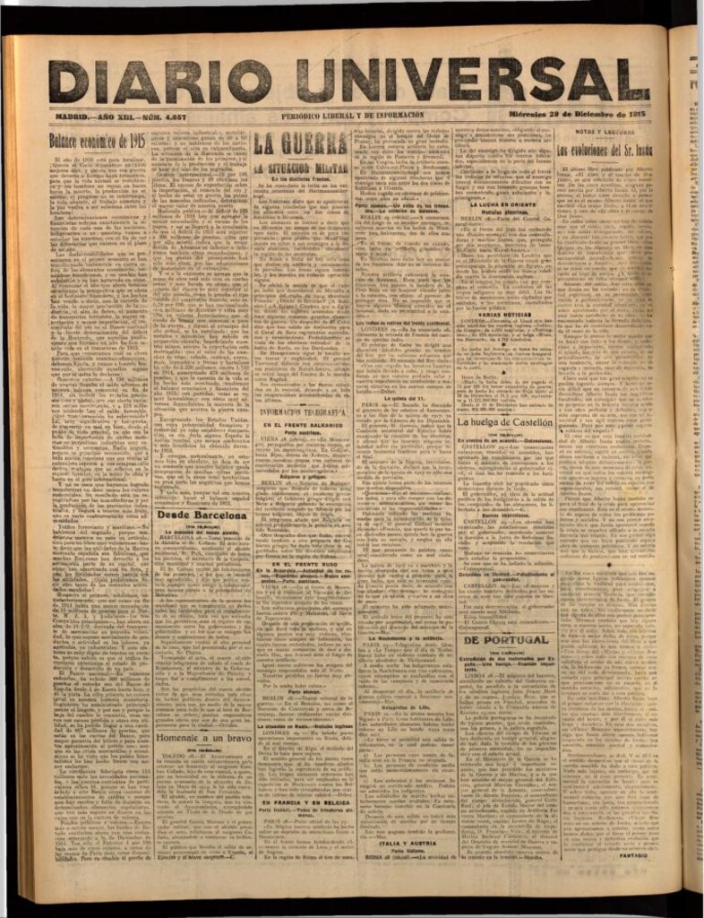Miniatura de Diario Universal del 29 de diciembre de 1915