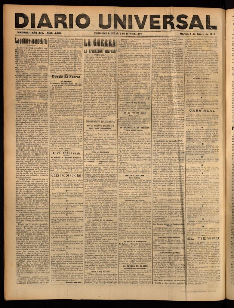 Miniatura de Diario Universal del 4 de enero de 1916