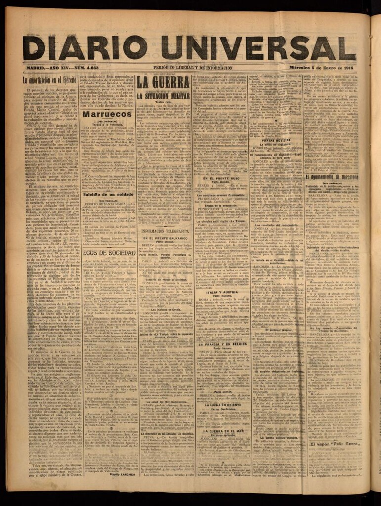 Miniatura de Diario Universal del 5 de enero de 1916
