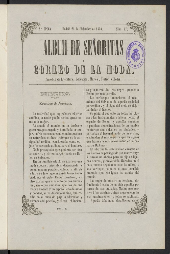 Miniatura de Album de señoritas y correo de la moda del 24 de diciembre de 1853, nº 47