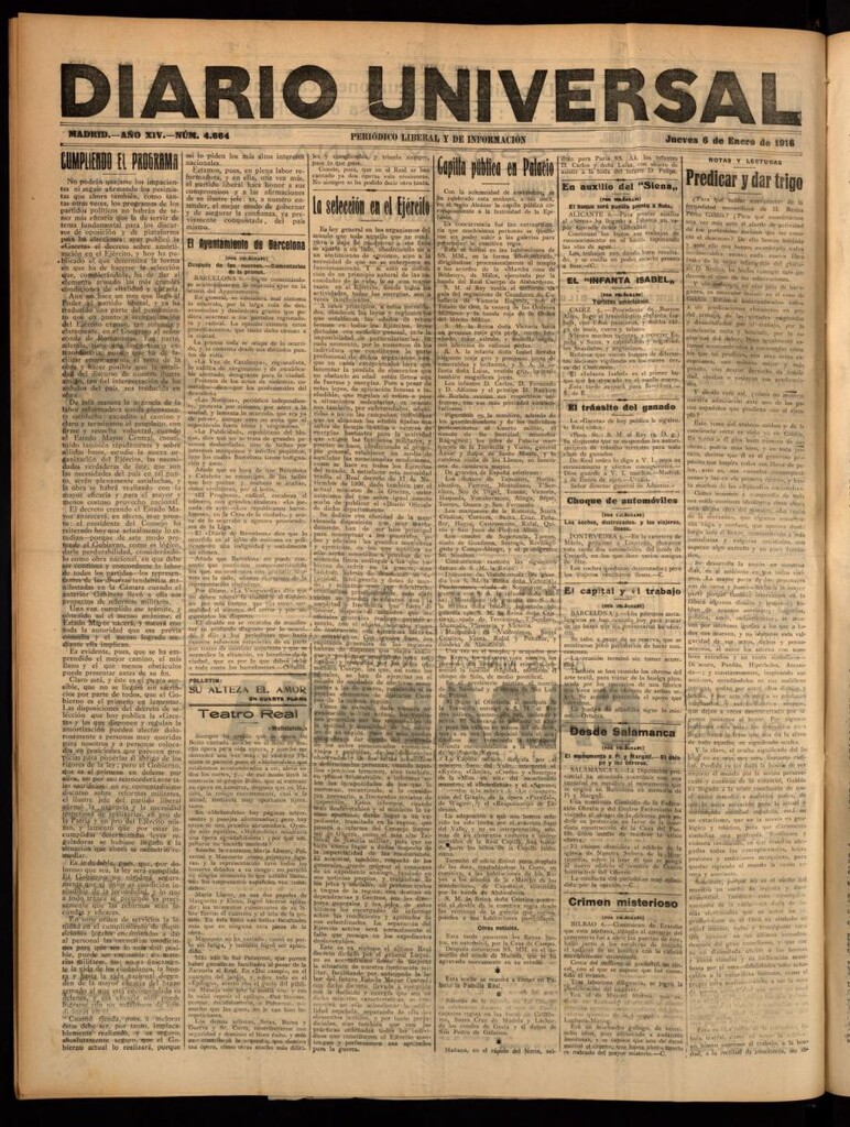 Miniatura de Diario Universal del 6 de enero de 1916