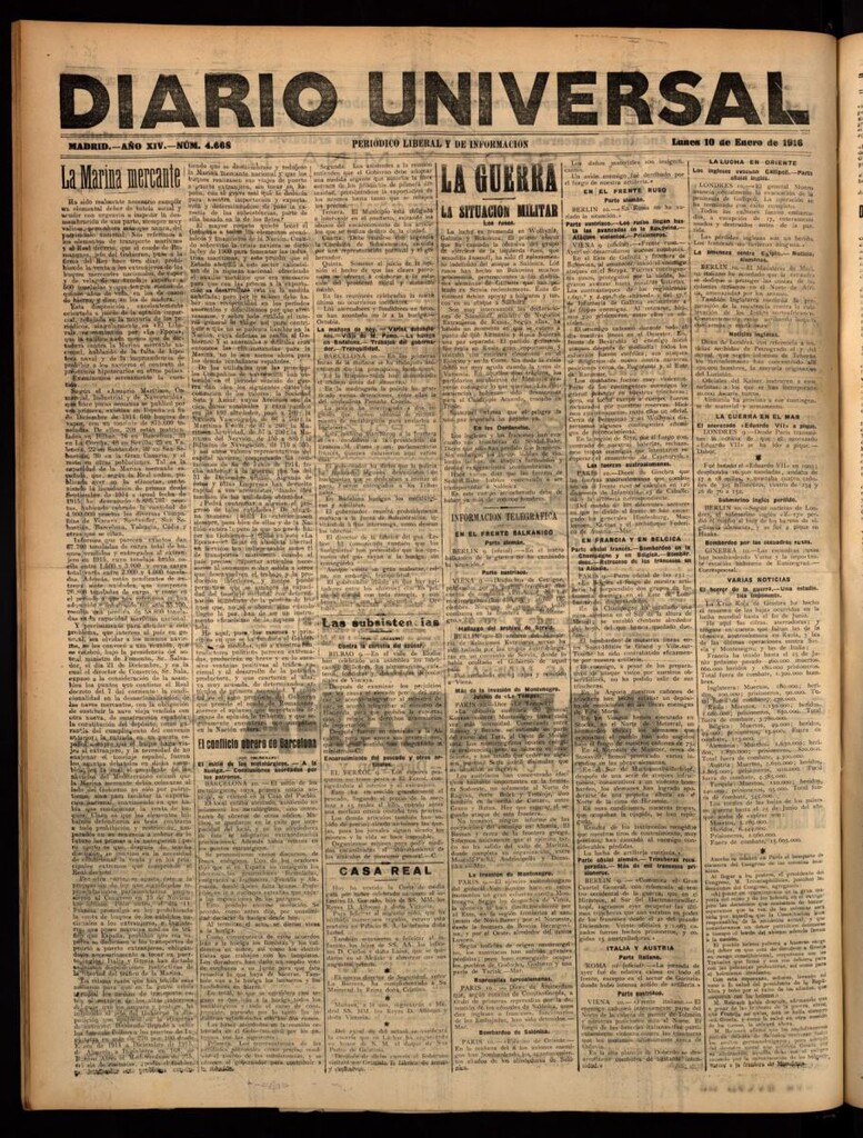 Miniatura de Diario Universal del 10 de enero de 1916