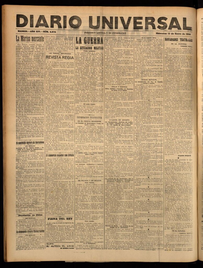 Miniatura de Diario Universal del 12 de enero de 1916