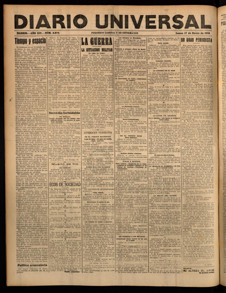 Miniatura de Diario Universal del 17 de enero de 1916
