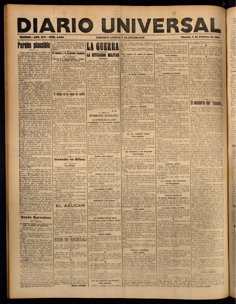 Miniatura de Diario Universal del 4 de febrero de 1916