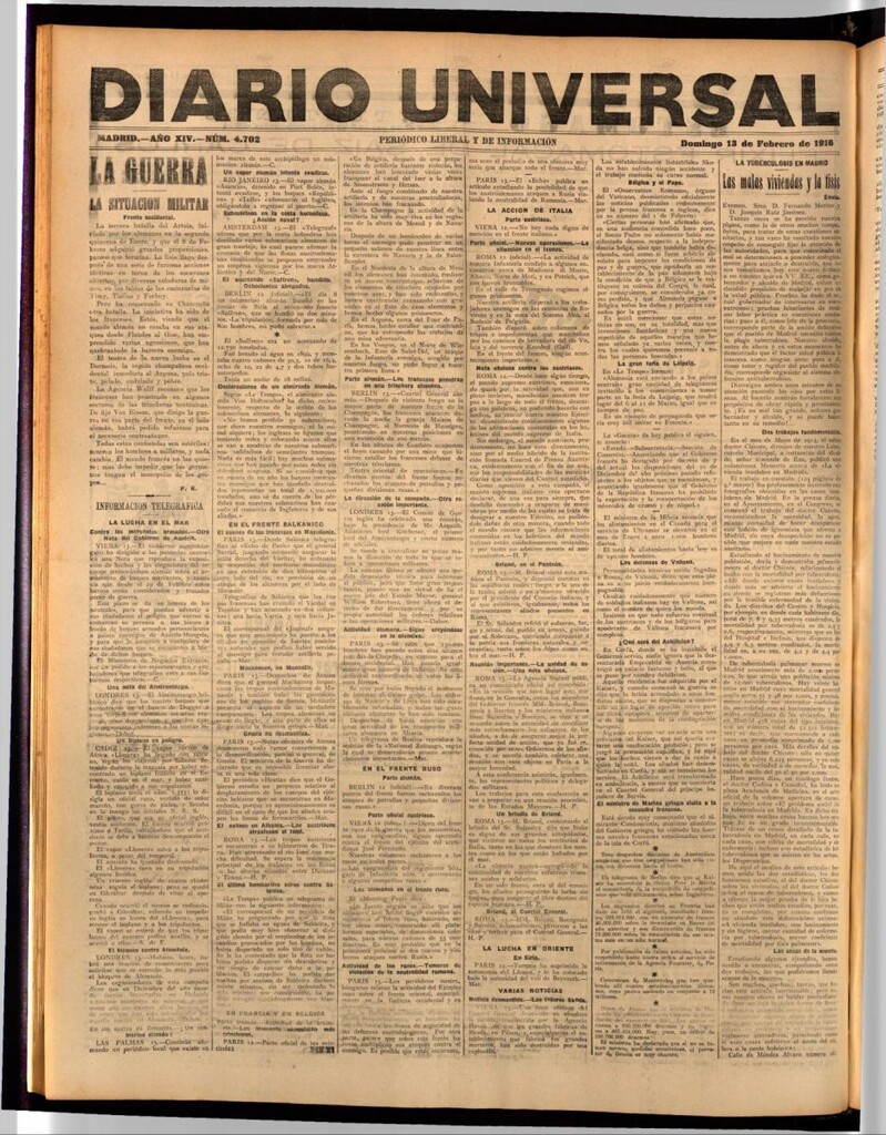 Miniatura de Diario Universal del 13 de febrero de 1916