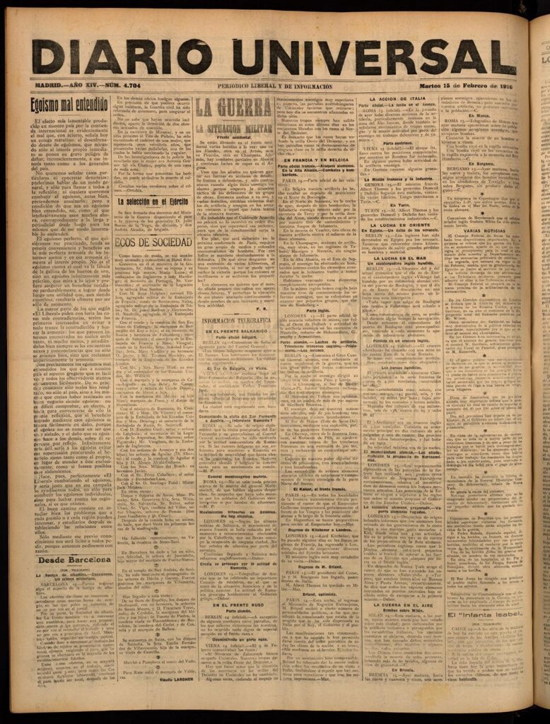 Miniatura de Diario Universal del 15 de febrero de 1916