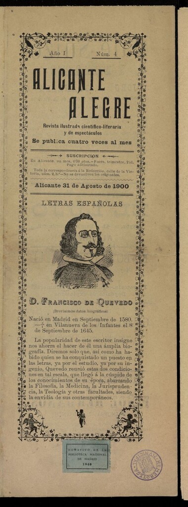 Miniatura de Alicante Alegre del 31 de agosto de 1900
