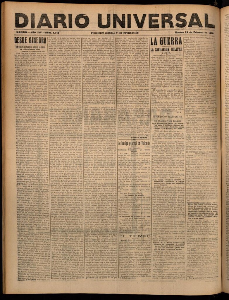 Miniatura de Diario Universal del 29 de febrero de 1916