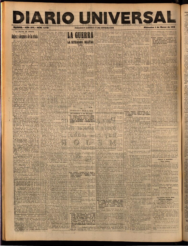 Miniatura de Diario Universal del 1 de marzo de 1916