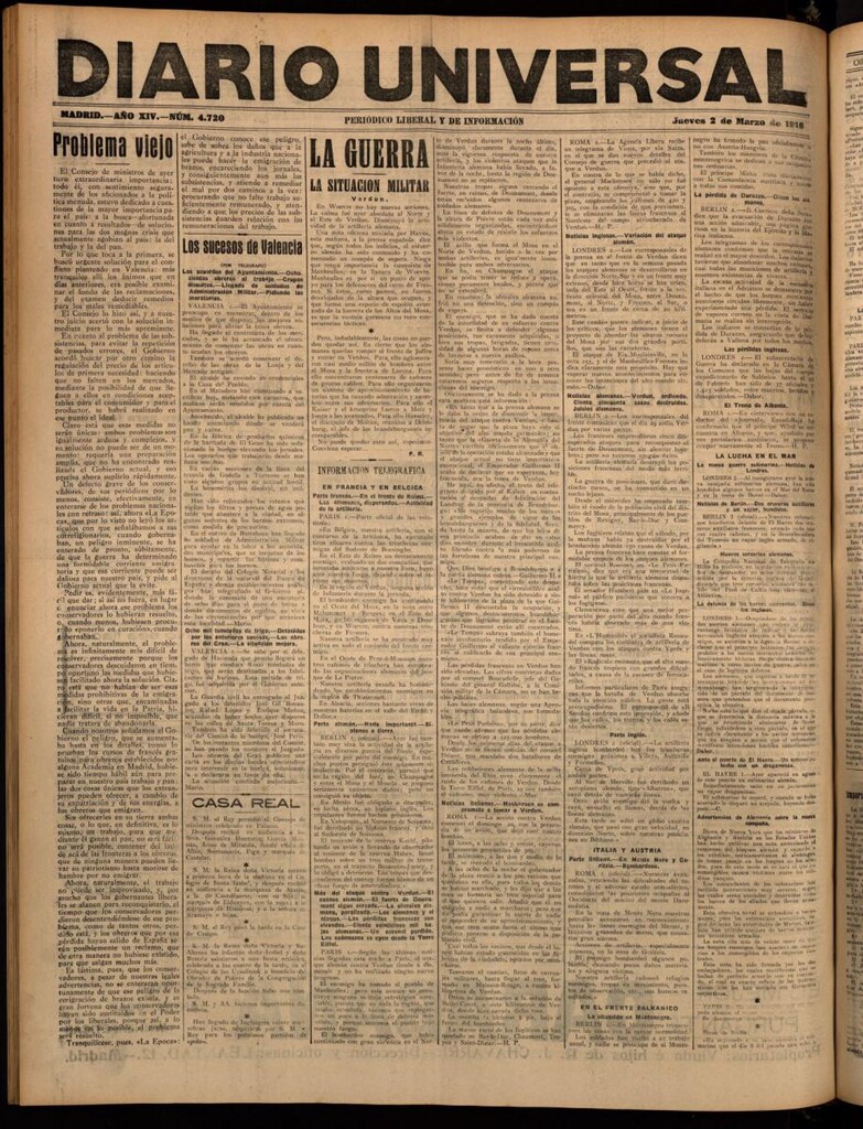 Miniatura de Diario Universal del 2 de marzo de 1916