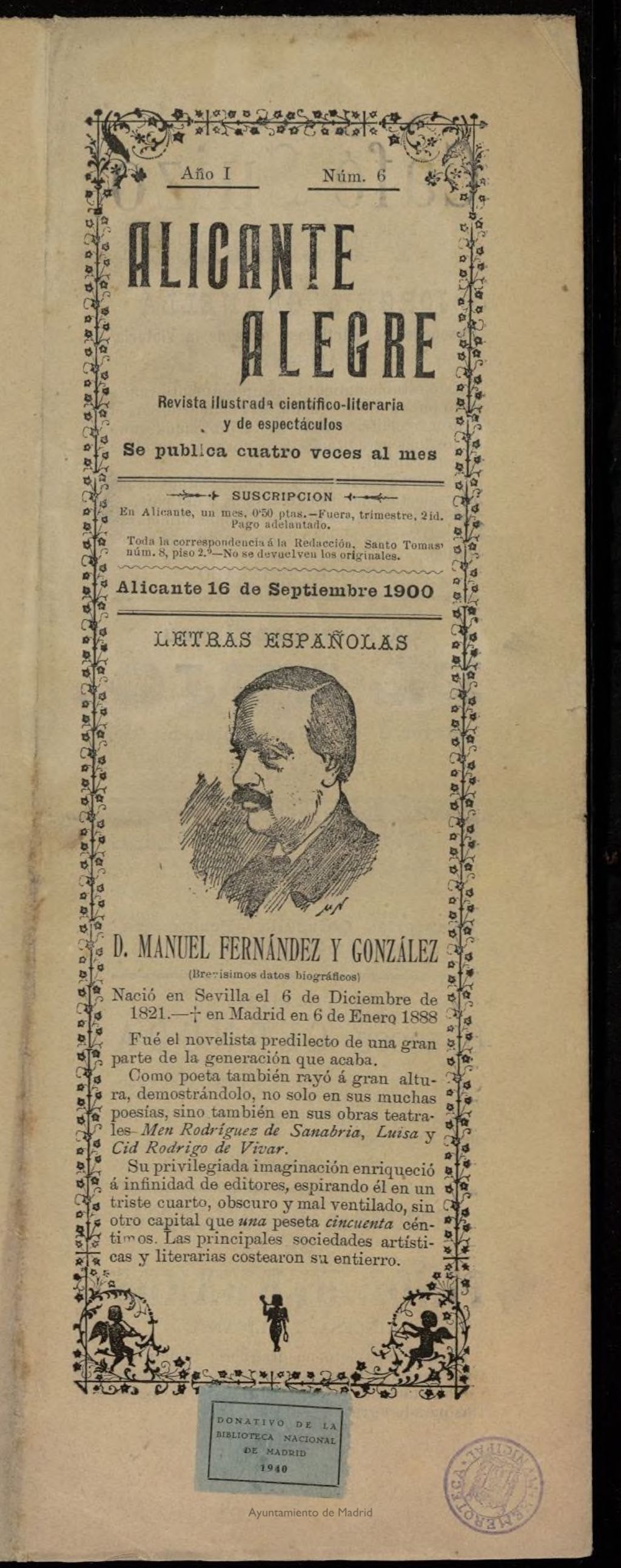 Miniatura de Alicante Alegre del 16 de septiembre de 1900