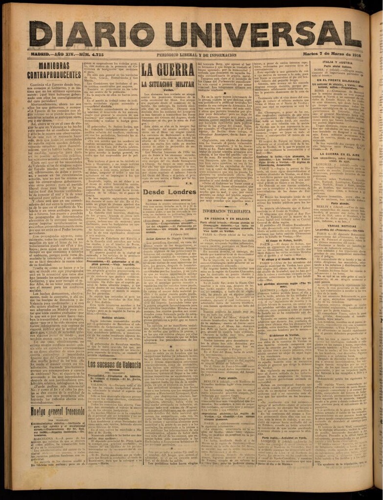 Miniatura de Diario Universal del 7 de marzo de 1916