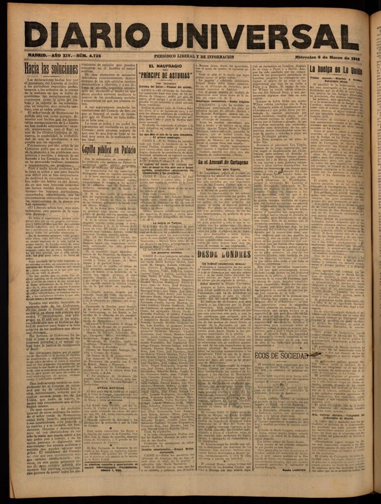 Miniatura de Diario Universal del 8 de marzo de 1916