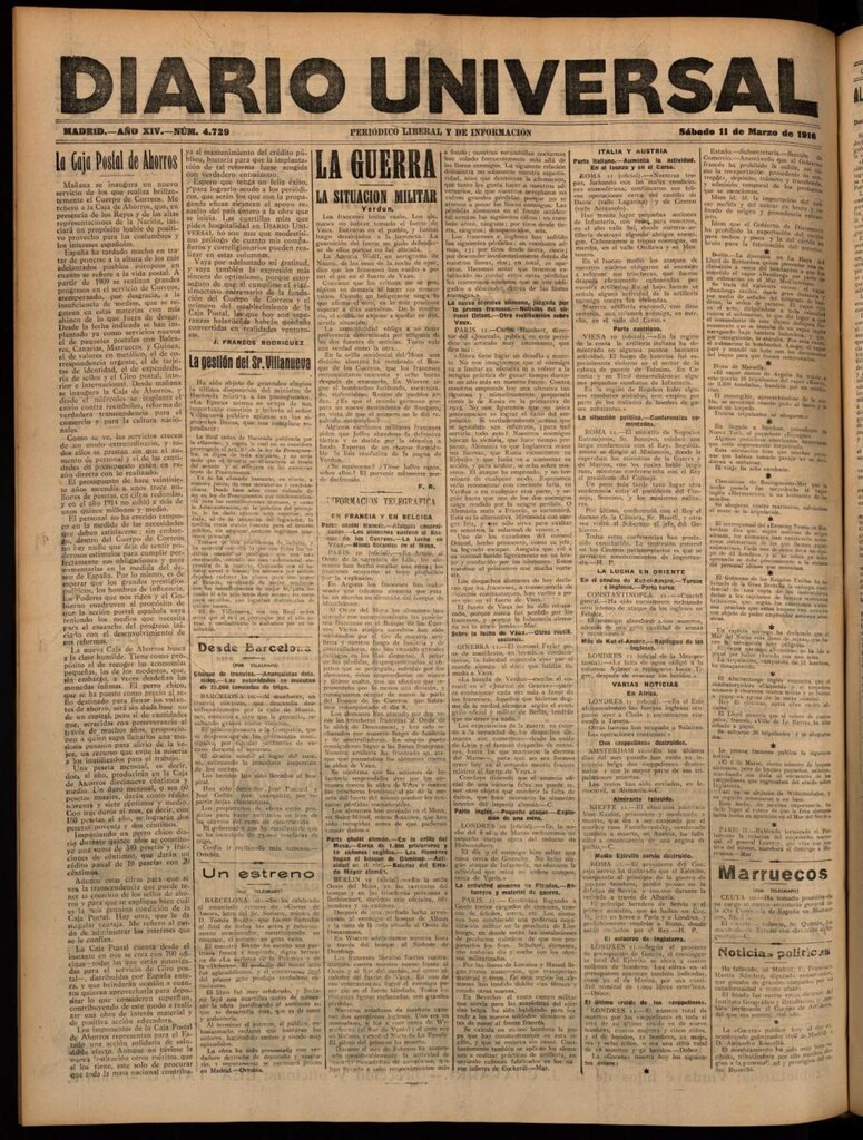 Miniatura de Diario Universal del 11 de marzo de 1916