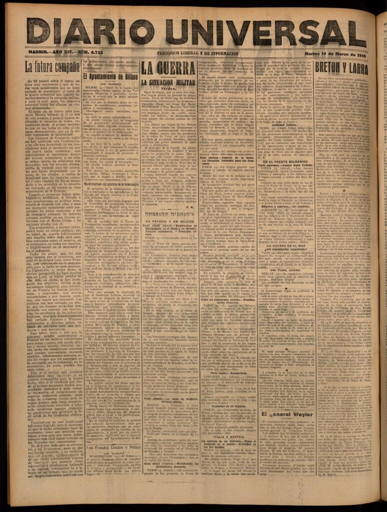 Miniatura de Diario Universal del 14 de marzo de 1916