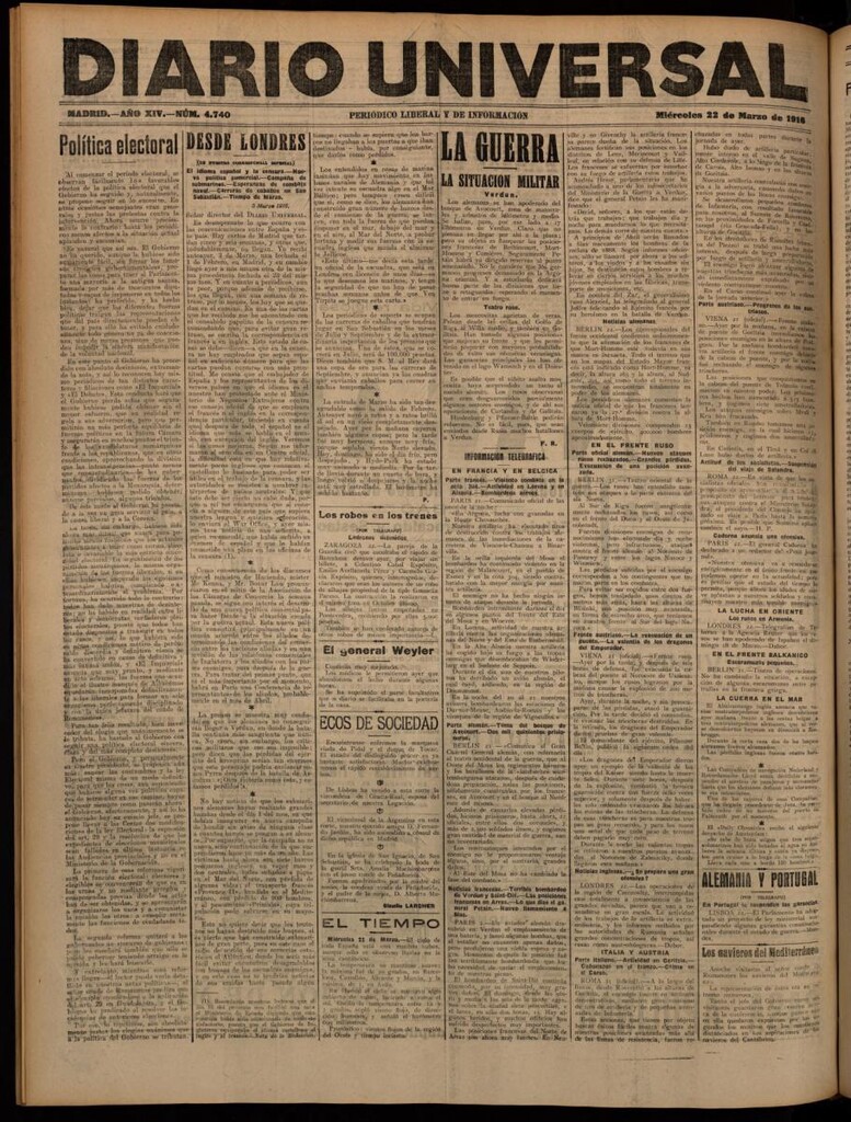 Miniatura de Diario Universal del 22 de marzo de 1916