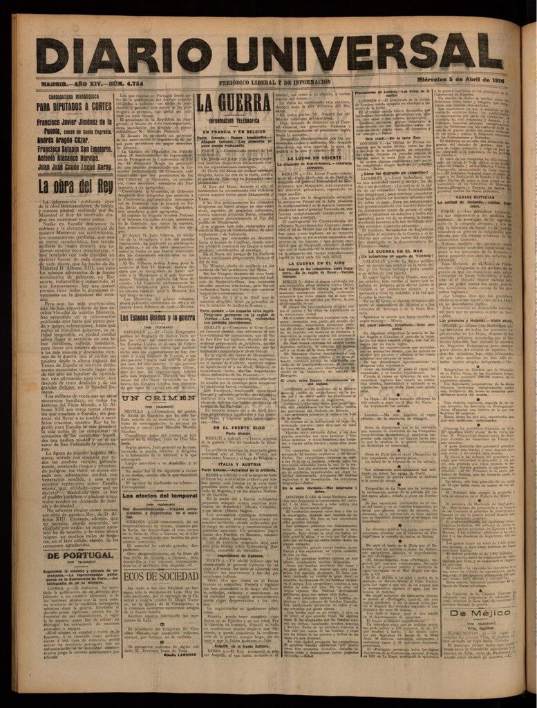 Miniatura de Diario Universal del 5 de abril de 1916