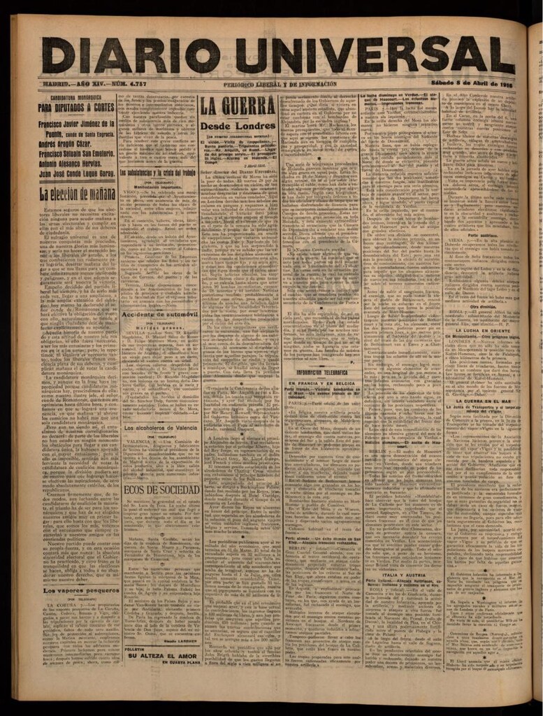 Miniatura de Diario Universal del 8 de abril de 1916