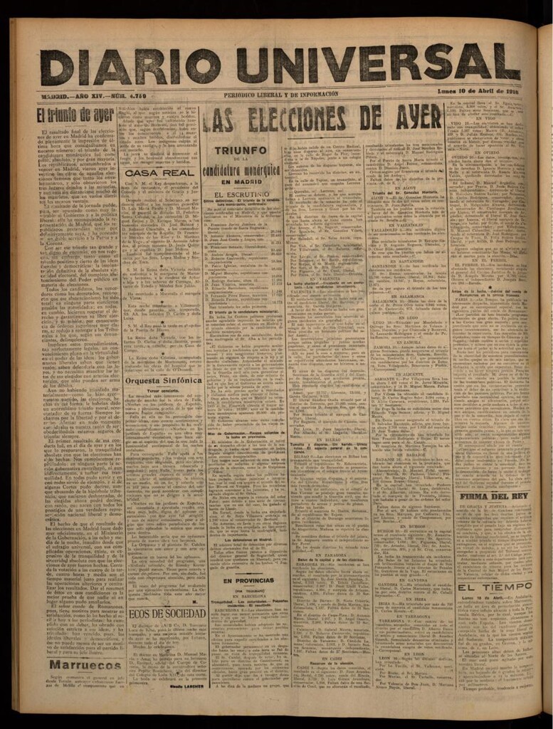 Miniatura de Diario Universal del 10 de abril de 1916