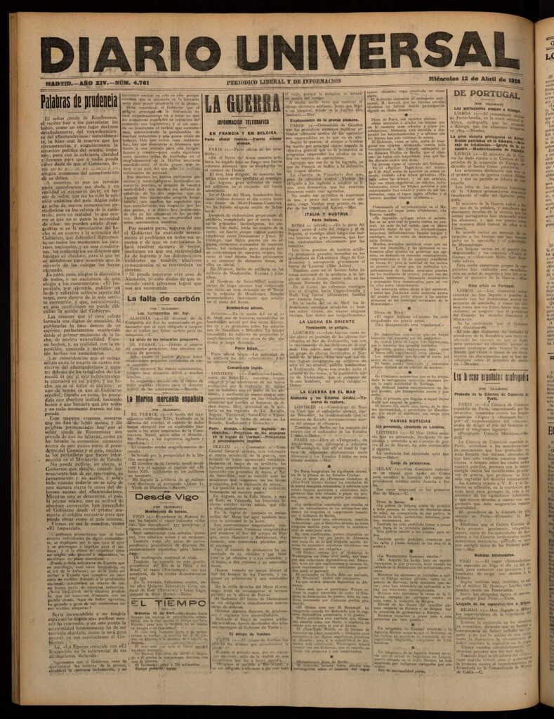 Miniatura de Diario Universal del 12 de abril de 1916