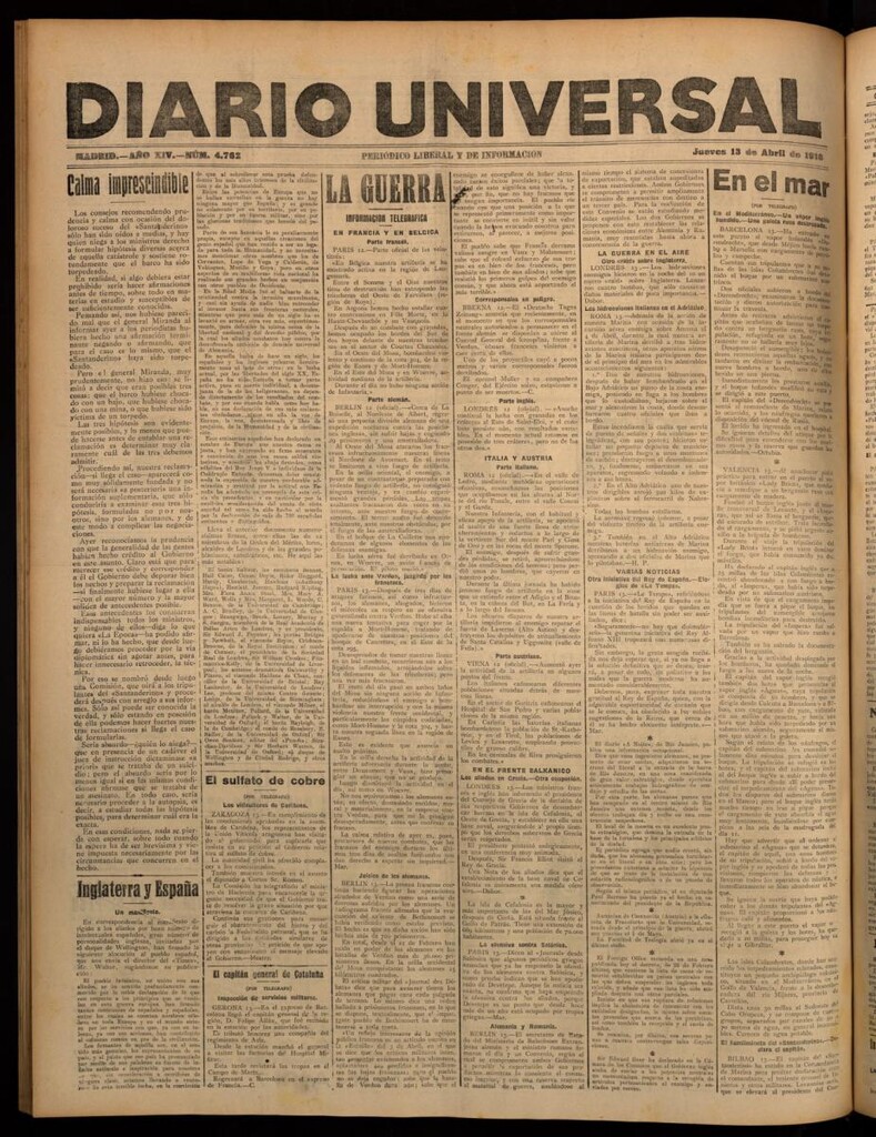 Miniatura de Diario Universal del 13 de abril de 1916
