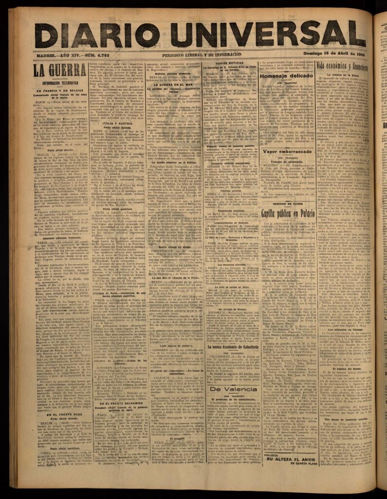 Miniatura de Diario Universal del 16 de abril de 1916