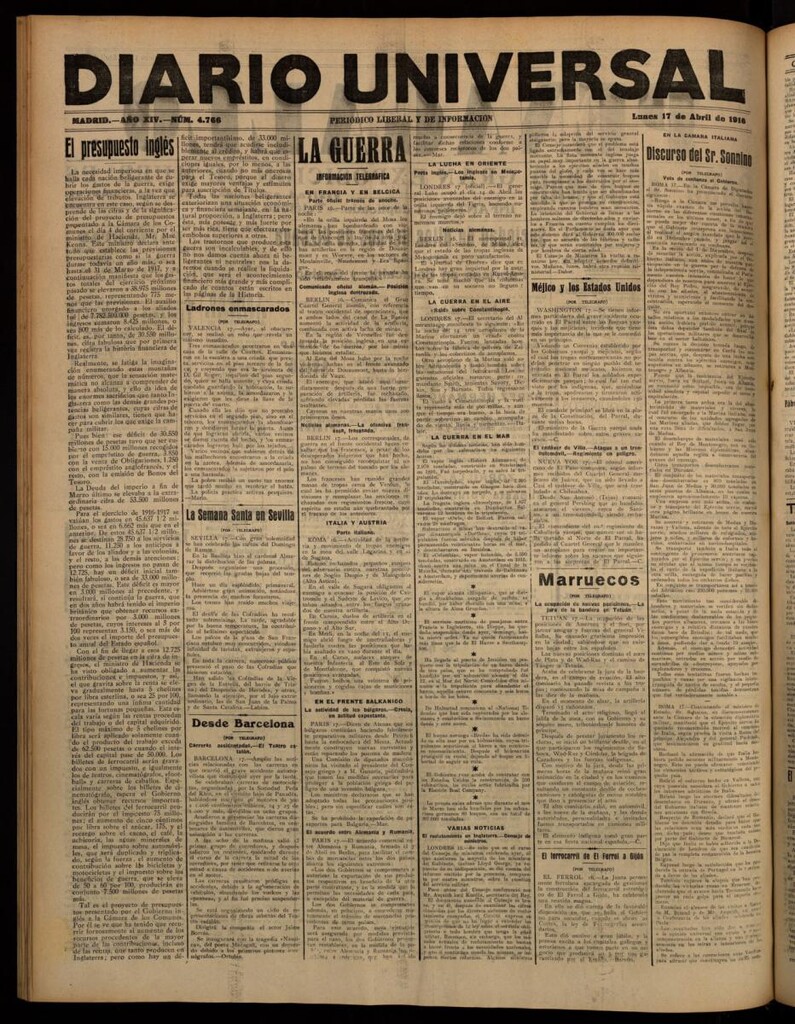 Miniatura de Diario Universal del 17 de abril de 1916