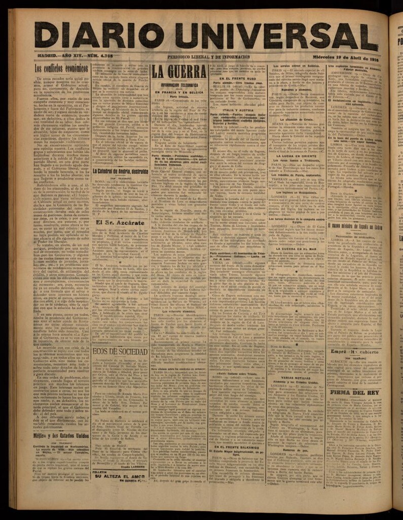 Miniatura de Diario Universal del 19 de abril de 1916