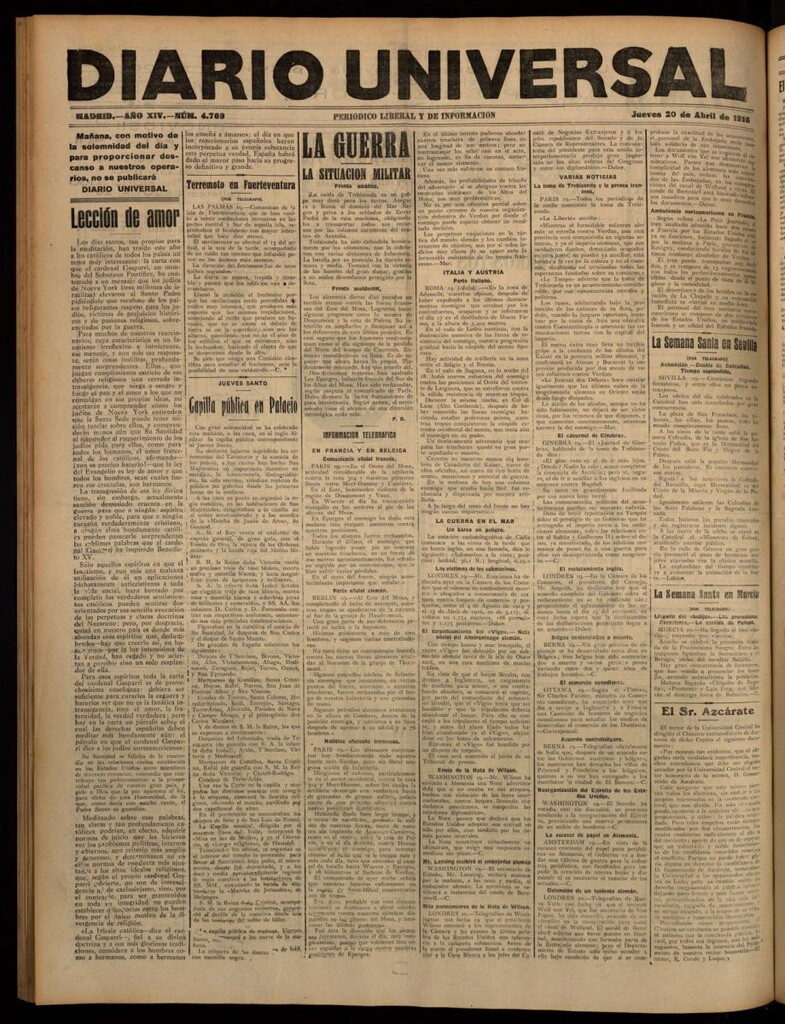 Miniatura de Diario Universal del 20 de abril de 1916