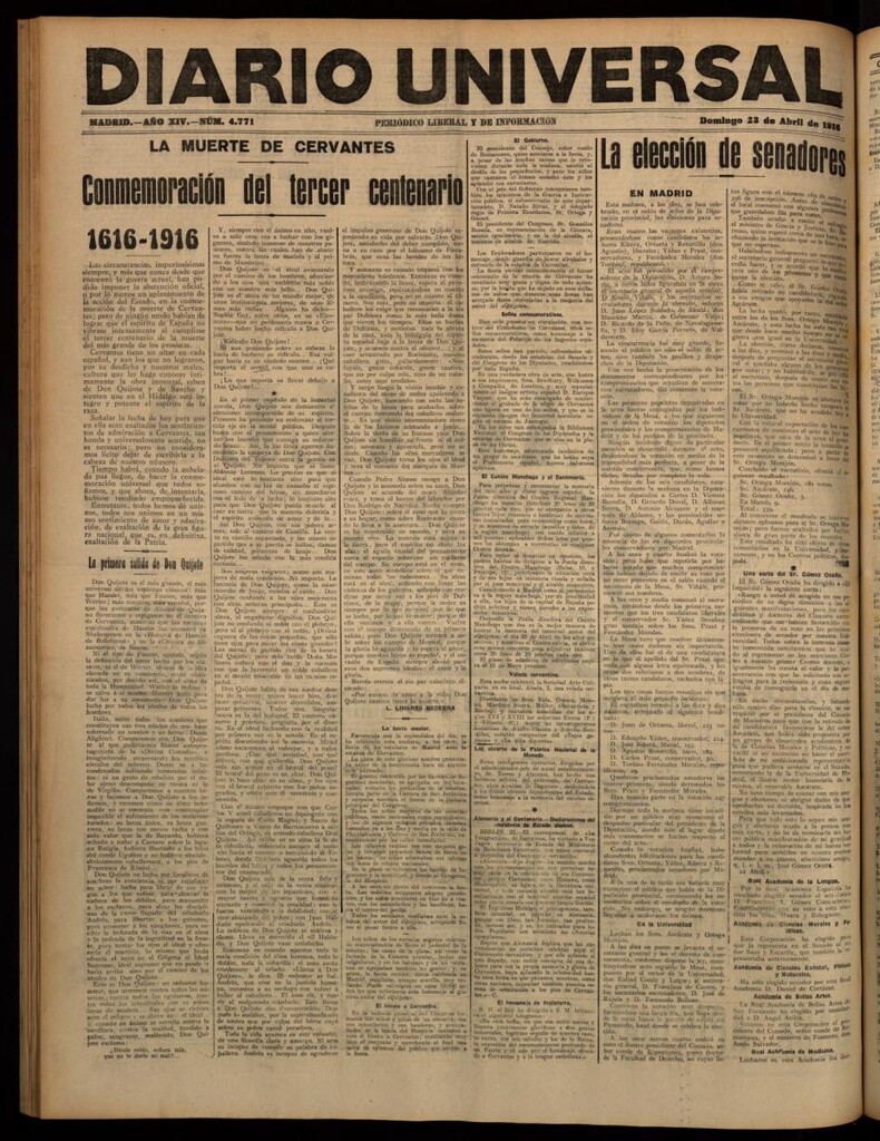 Miniatura de Diario Universal del 23 de abril de 1916