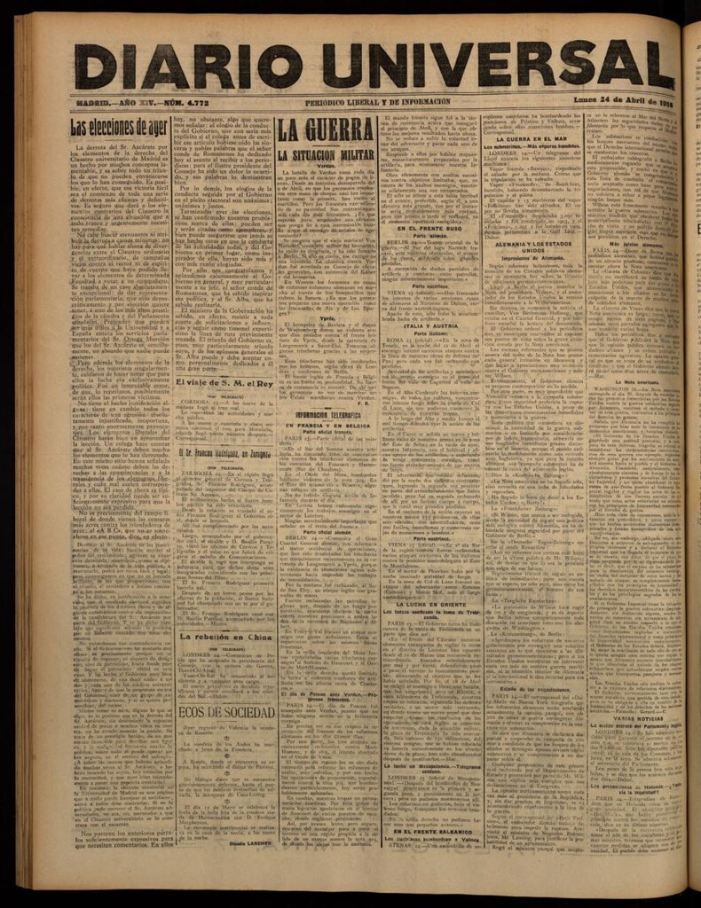 Miniatura de Diario Universal del 24 de abril de 1916