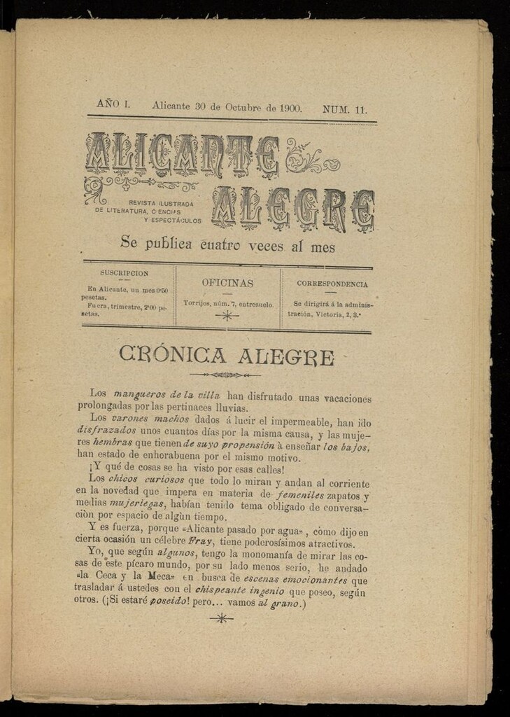 Miniatura de Alicante Alegre del 30 de octubre de 1900