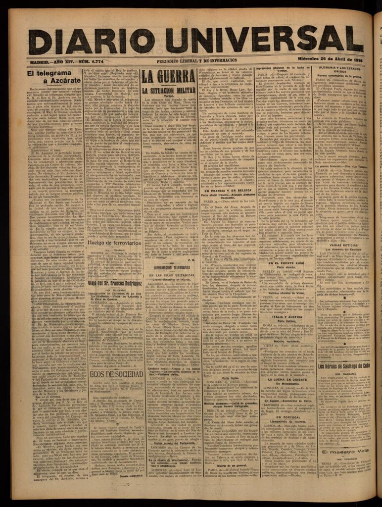 Miniatura de Diario Universal del 26 de abril de 1916