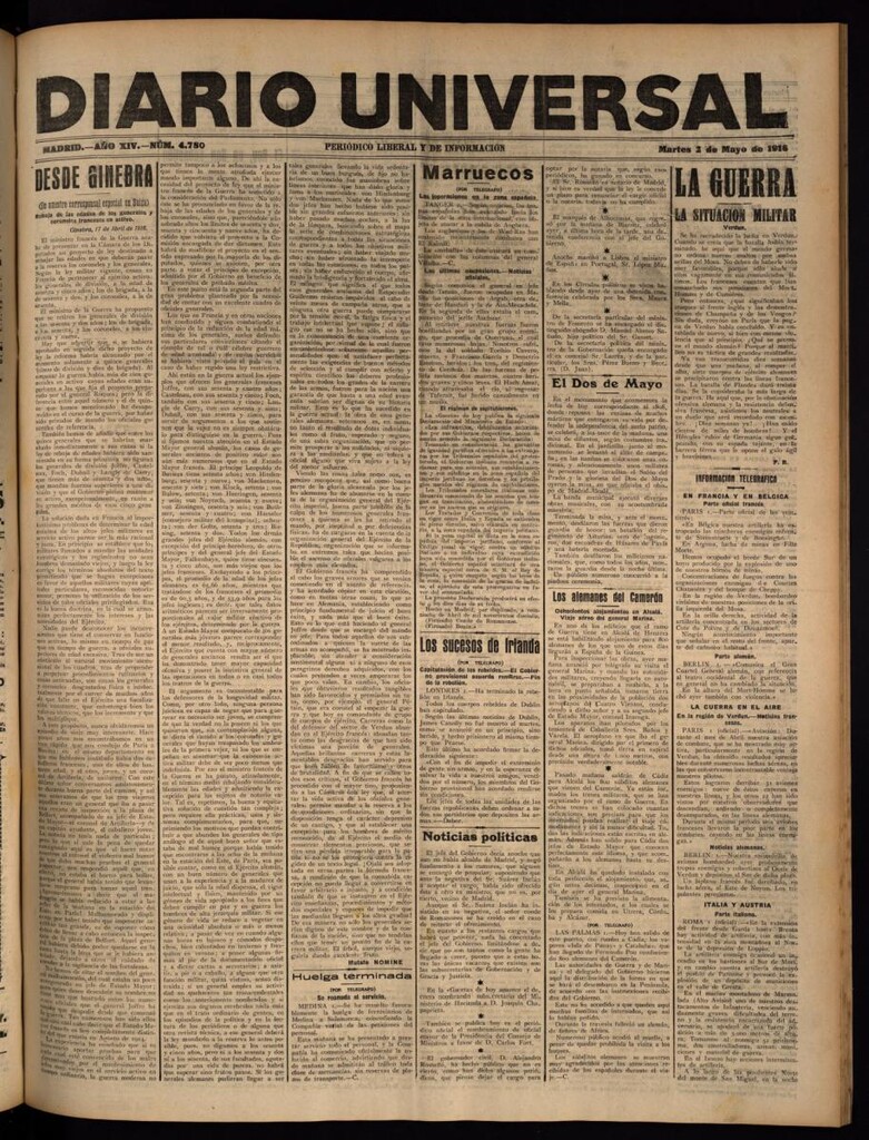 Miniatura de Diario Universal del 2 de mayo de 1916