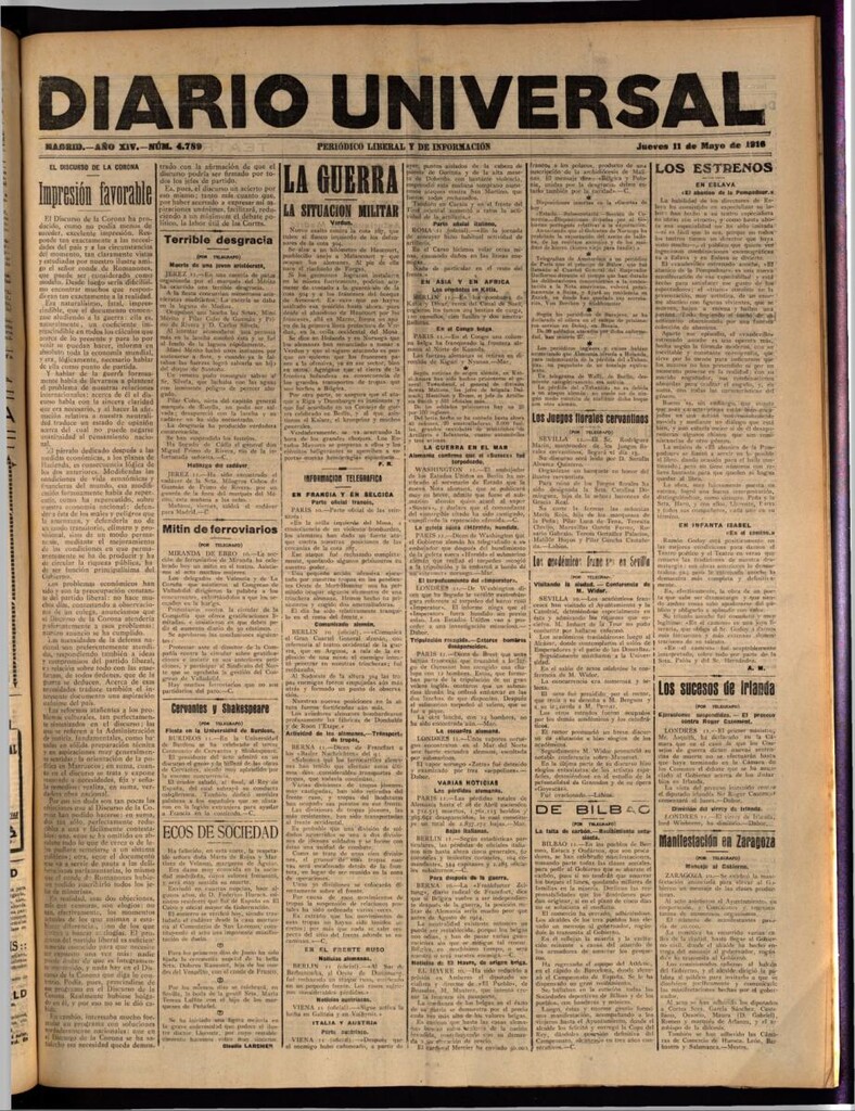 Miniatura de Diario Universal del 11 de mayo de 1916