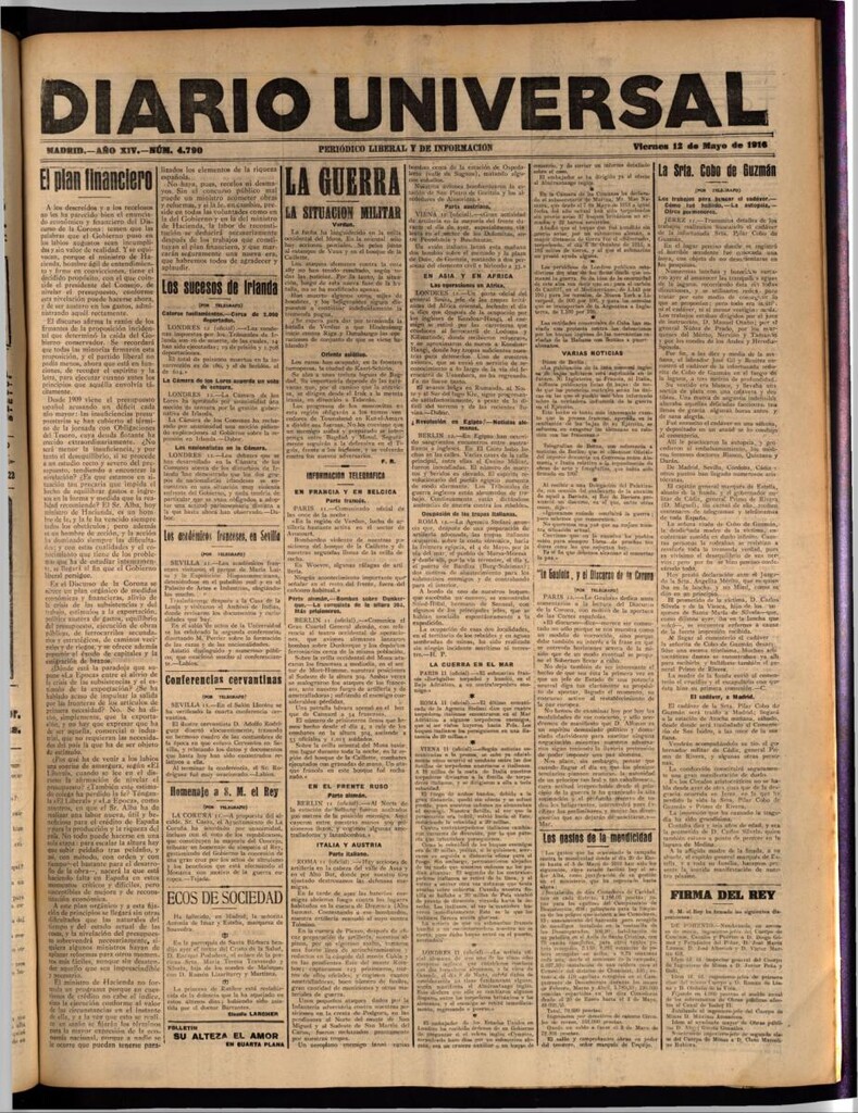 Miniatura de Diario Universal del 12 de mayo de 1916