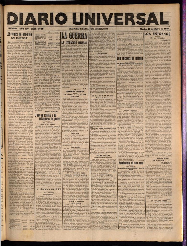 Miniatura de Diario Universal del 16 de mayo de 1916