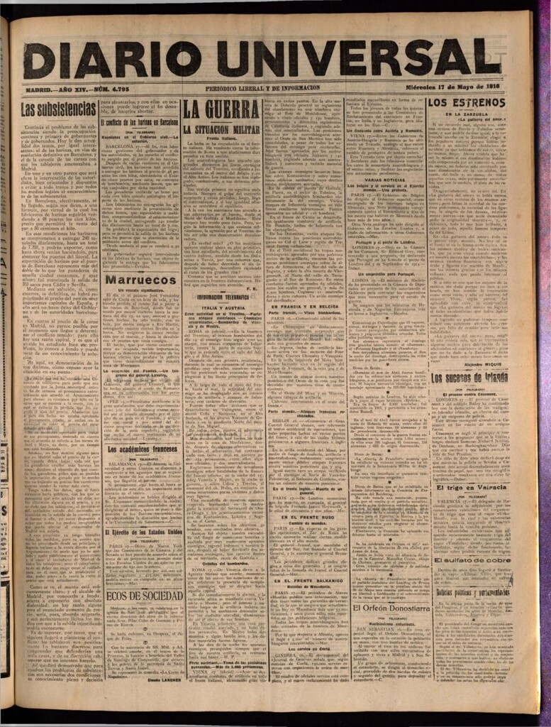 Miniatura de Diario Universal del 17 de mayo de 1916