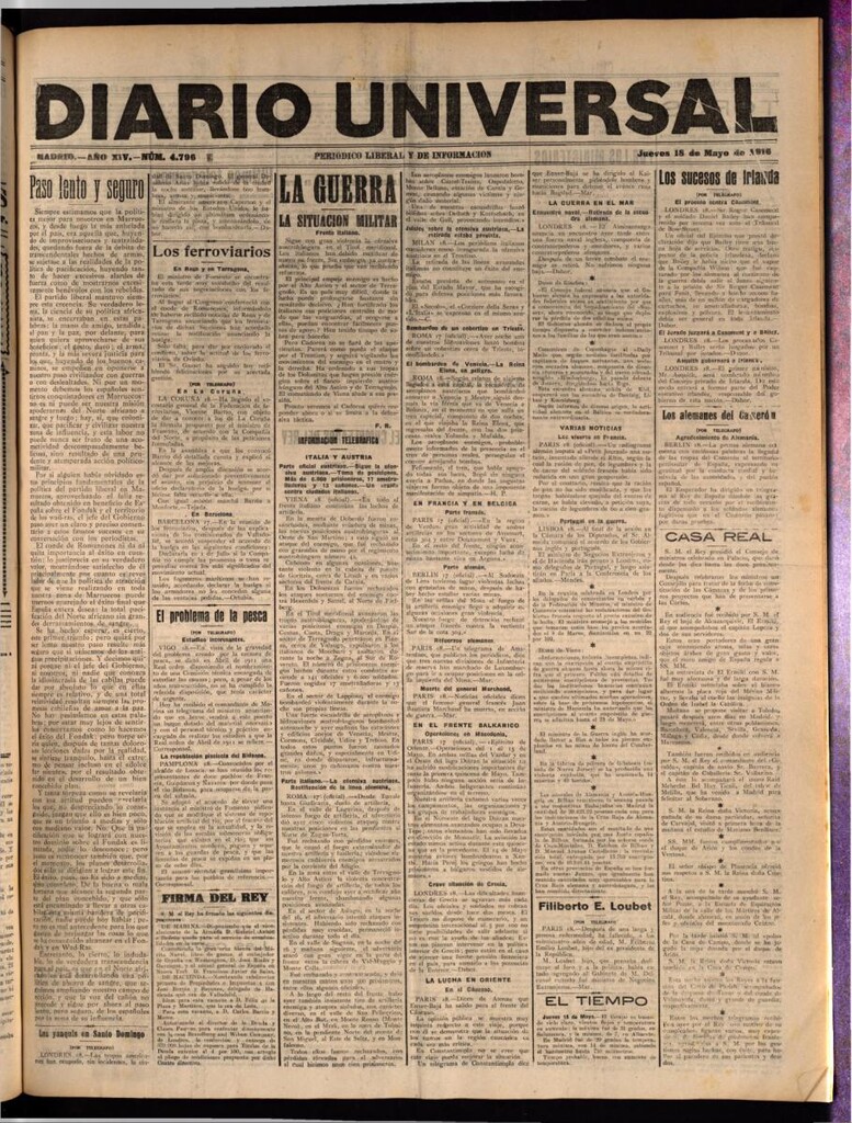 Miniatura de Diario Universal del 18 de mayo de 1916