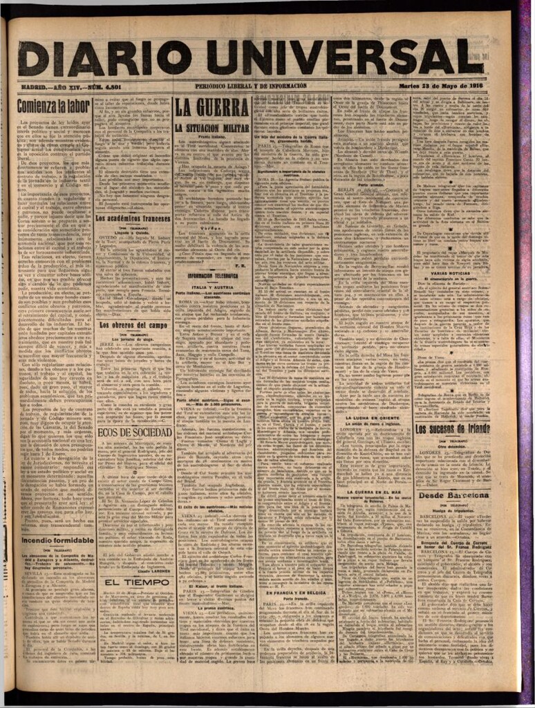 Miniatura de Diario Universal del 23 de mayo de 1916