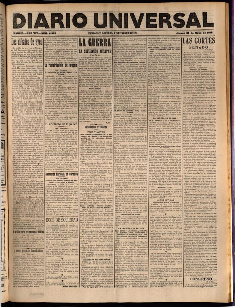 Miniatura de Diario Universal del 25 de mayo de 1916